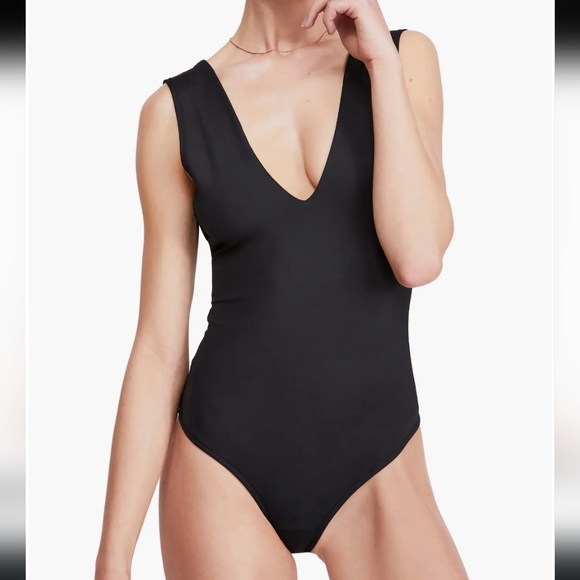 Free People Tops - Intimately by Free People Keep ot Sleek size Small Low-cut black bodysuit NWT